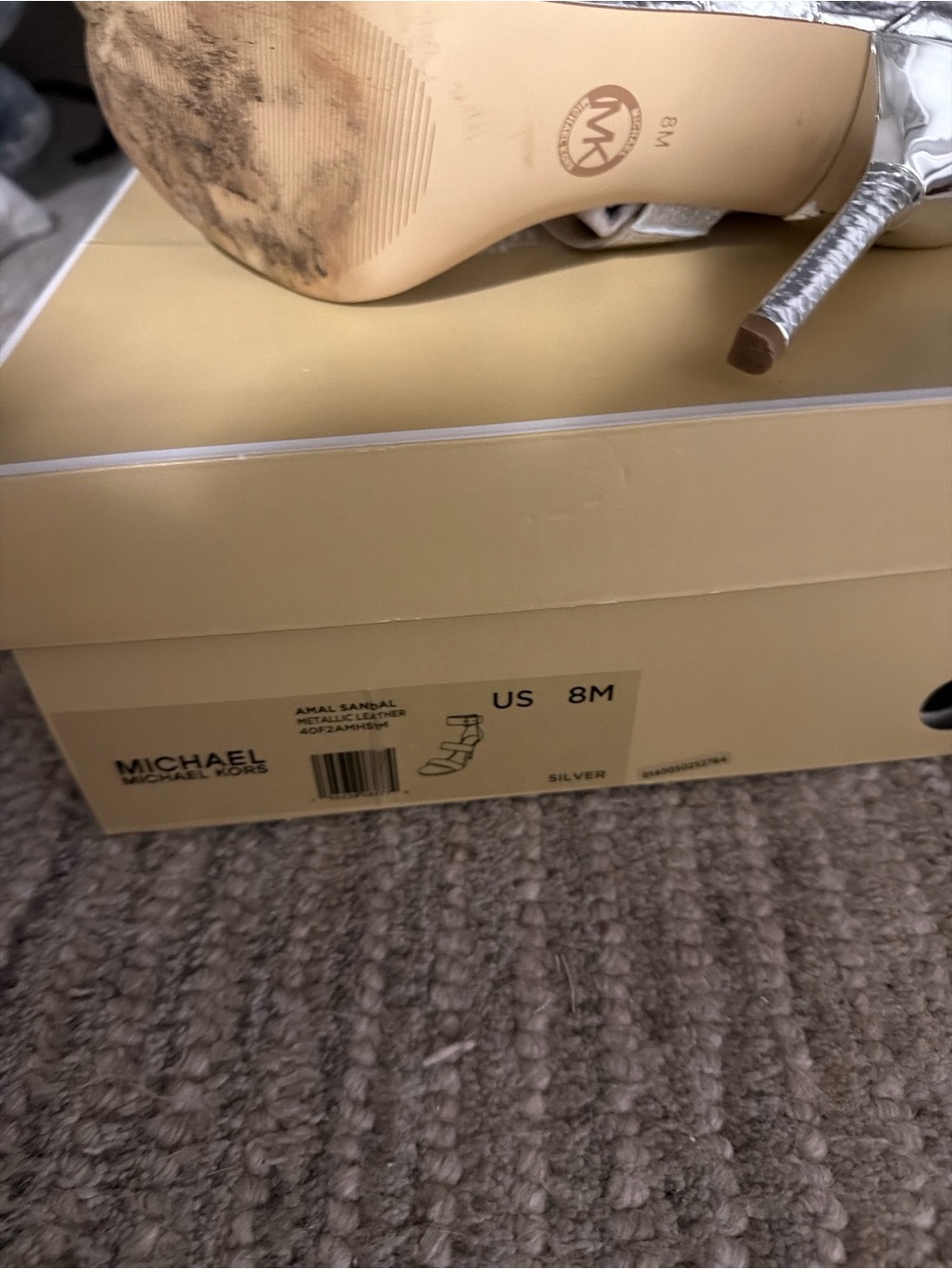 Michael Kors Silver Metallic Strappy Stiletto Sandals - Picture 5 of 5